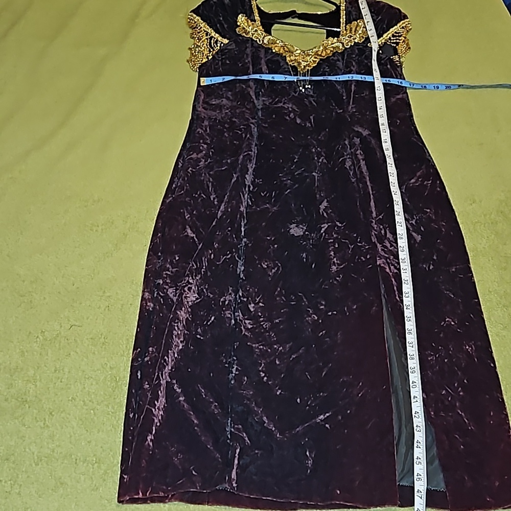 Maxima 100% Velvet Chocolate Gypsy Costume Gown Gold Sequins Beads Size Large 8 - Picture 12 of 17